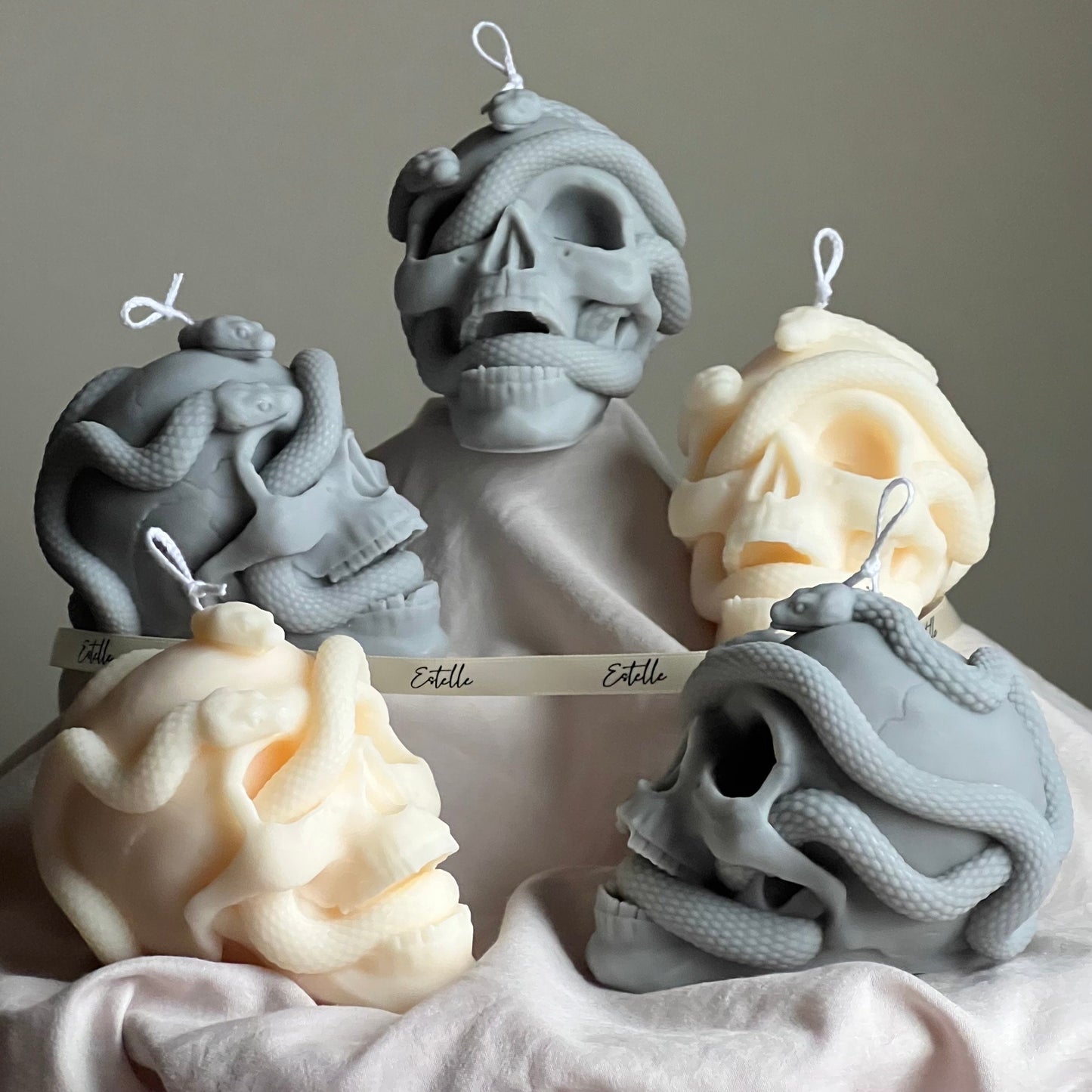 Halloween Skull With Snakes Candle