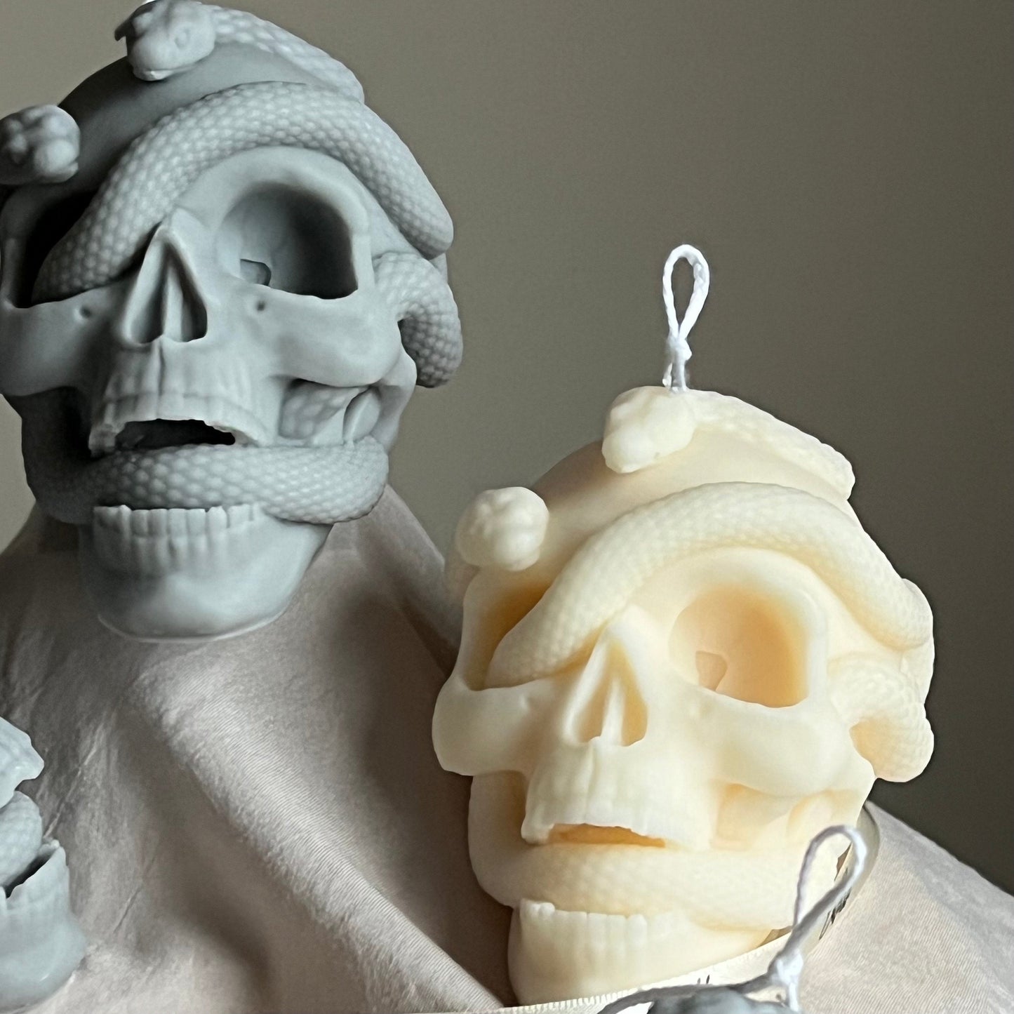 Halloween Skull With Snakes Candle