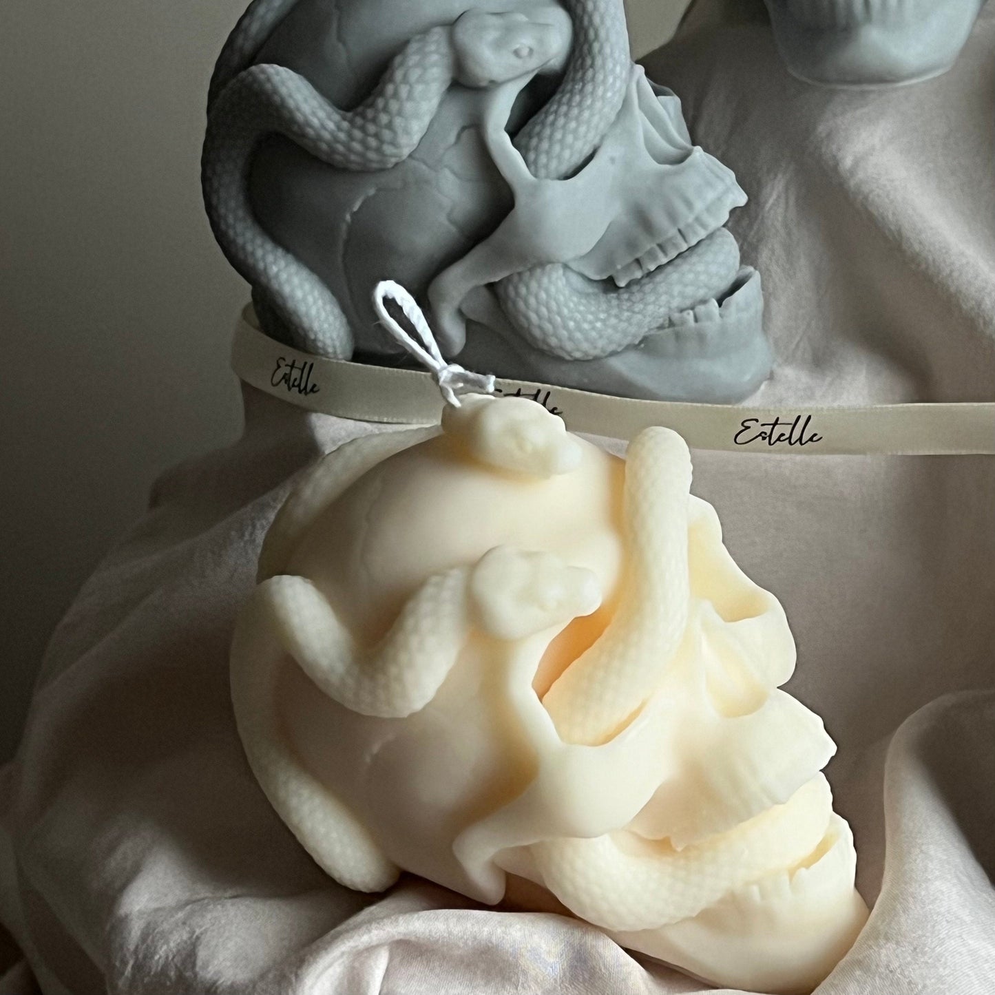 Halloween Skull With Snakes Candle
