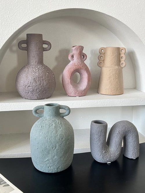 Handmade Wabi Sabi Abstract Pottery Vase, Crude Rustic Decorative Flow