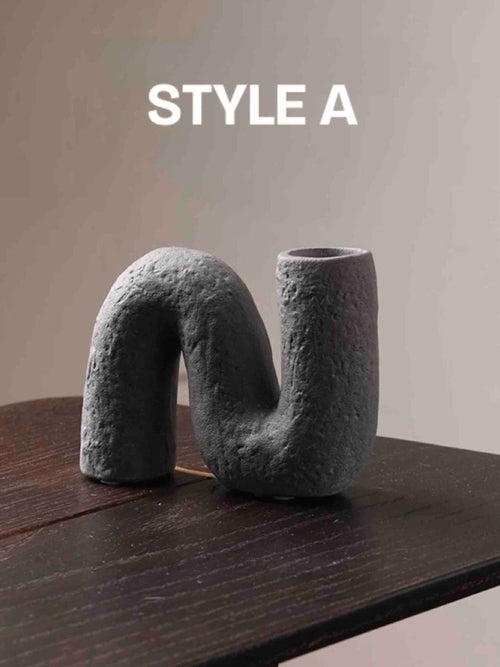 Handmade Wabi Sabi Abstract Pottery Vase, Crude Rustic Decorative Flow