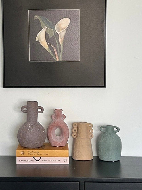 Handmade Wabi Sabi Abstract Pottery Vase, Crude Rustic Decorative Flow